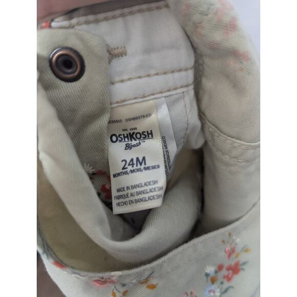 NWT Oshkosh B'Gosh Toddler Girls Beige Floral Print Overalls One Piece Sz 24 Mos - Picture 5 of 5